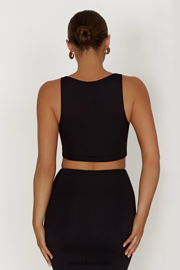 Meshki Chloe top corto tagliato vestiario nero 6L048P855