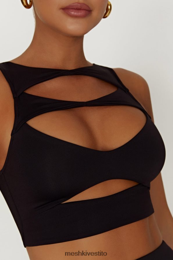 Meshki Chloe top corto tagliato vestiario nero 6L048P855