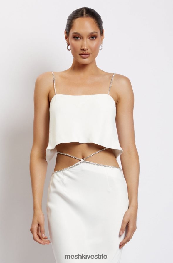 Meshki Top corto Dayana dal taglio dritto vestiario bianco 6L048P1125