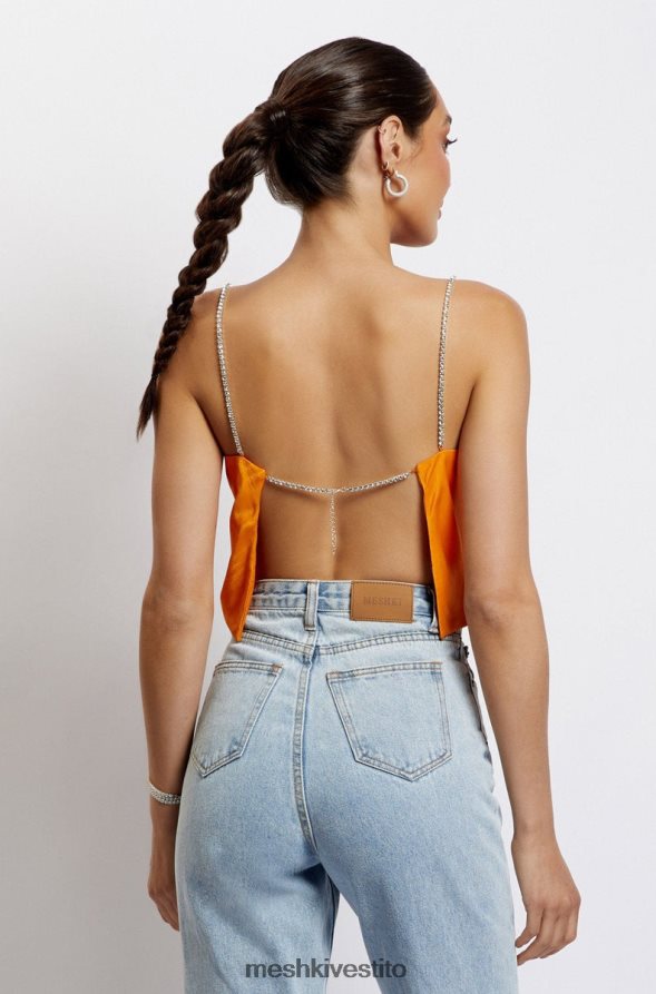 Meshki Top corto Dayana dal taglio dritto vestiario mandarino 6L048P1175
