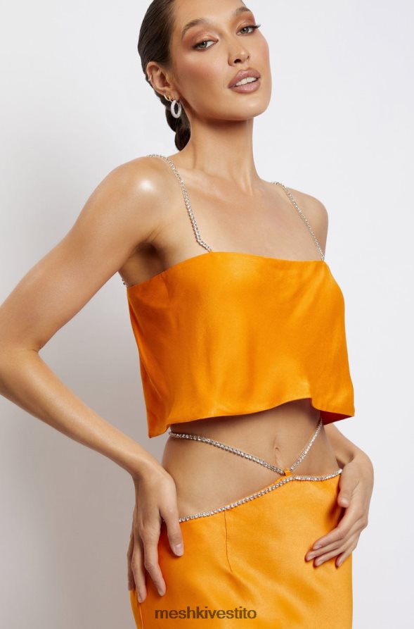 Meshki Top corto Dayana dal taglio dritto vestiario mandarino 6L048P1175