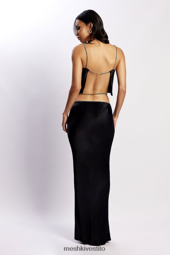 Meshki Top corto Dayana dal taglio dritto vestiario nero 6L048P1126