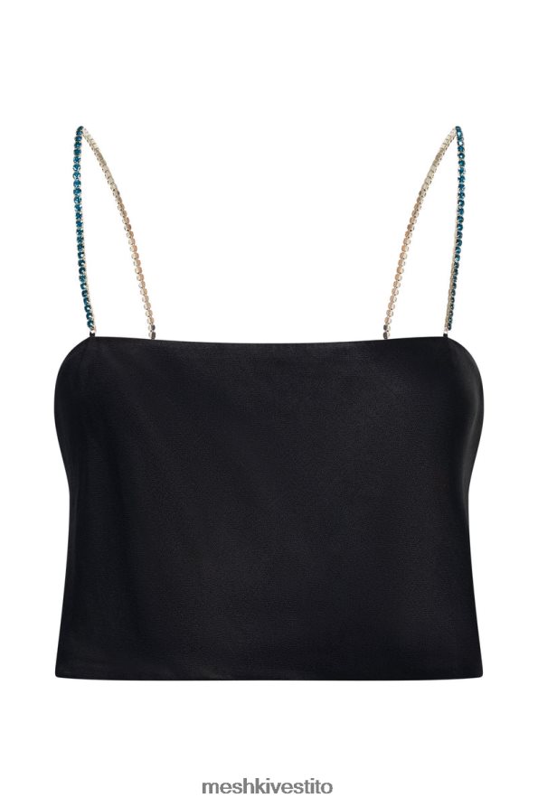 Meshki Top corto Dayana dal taglio dritto vestiario nero 6L048P1126