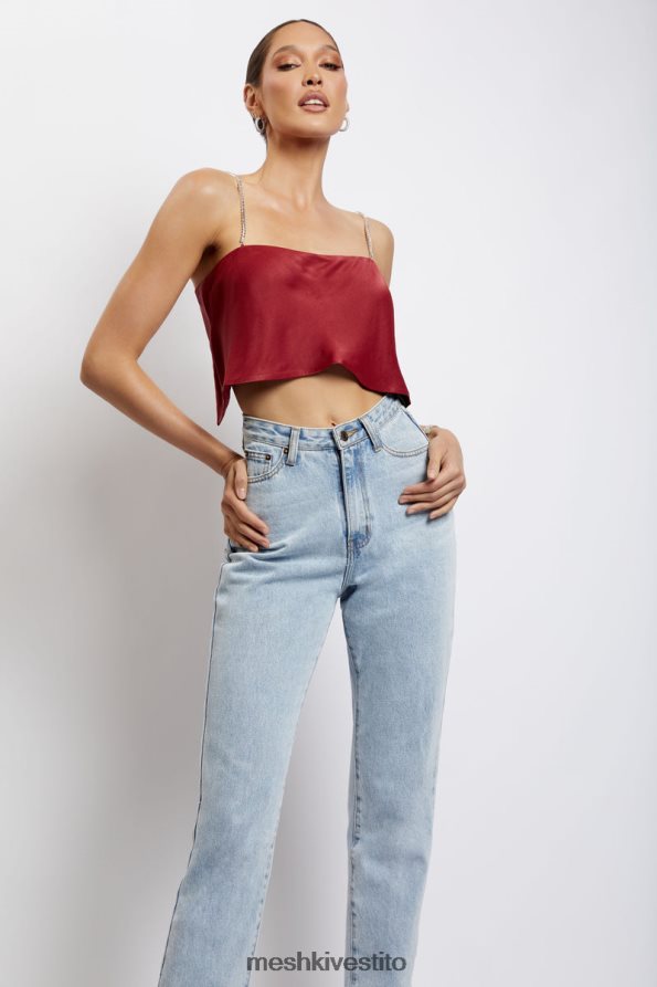Meshki Top corto Dayana dal taglio dritto vestiario vino 6L048P1173