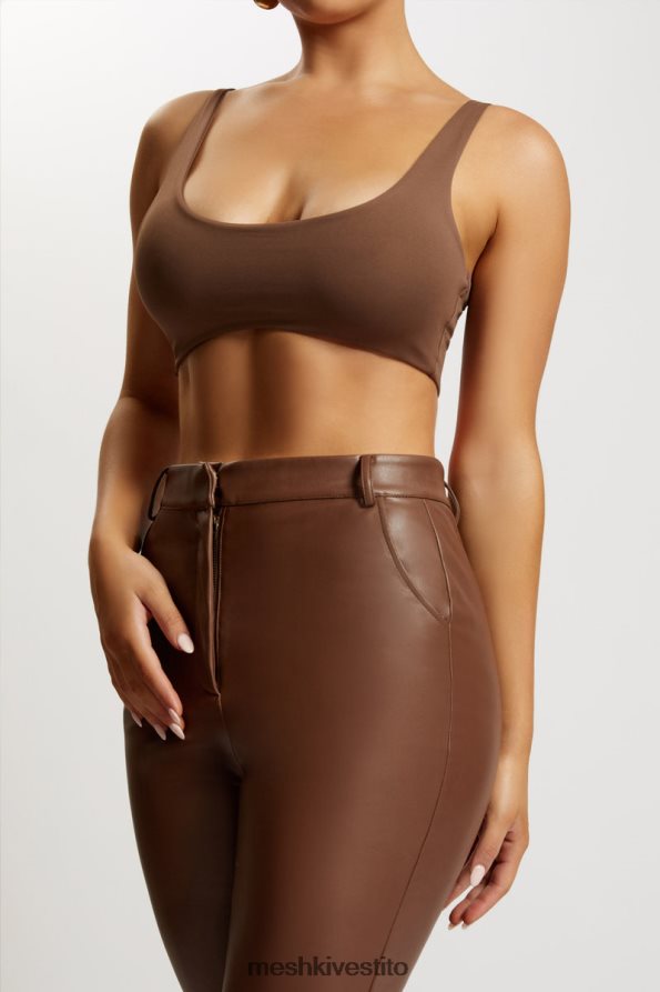 Meshki Top corto Jemma con scollo rotondo vestiario cioccolato 6L048P1150