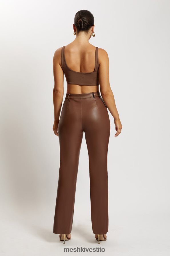 Meshki Top corto Jemma con scollo rotondo vestiario cioccolato 6L048P1150
