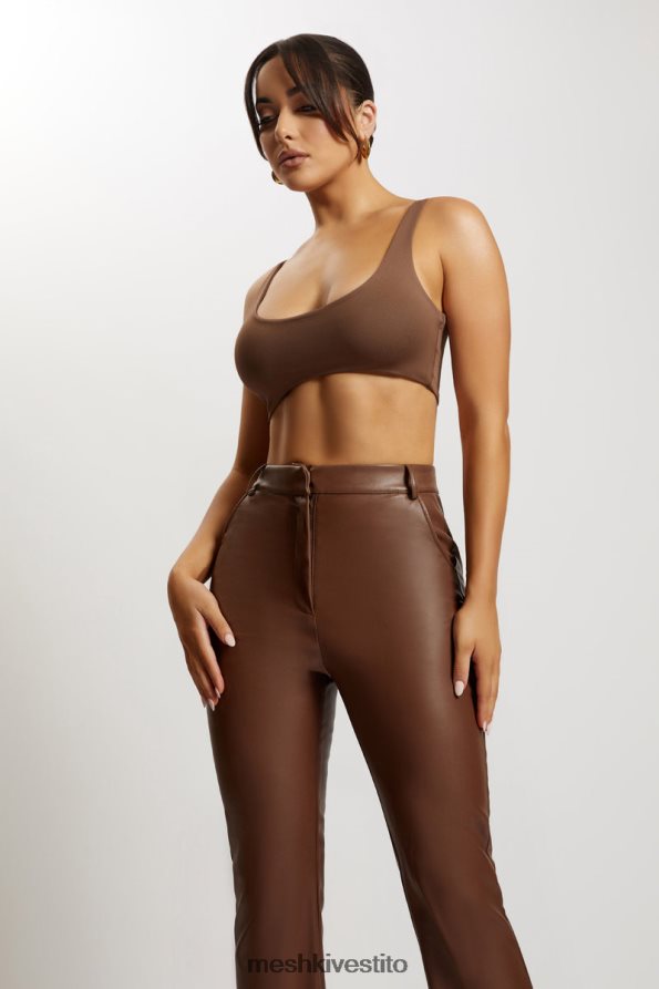 Meshki Top corto Jemma con scollo rotondo vestiario cioccolato 6L048P1150
