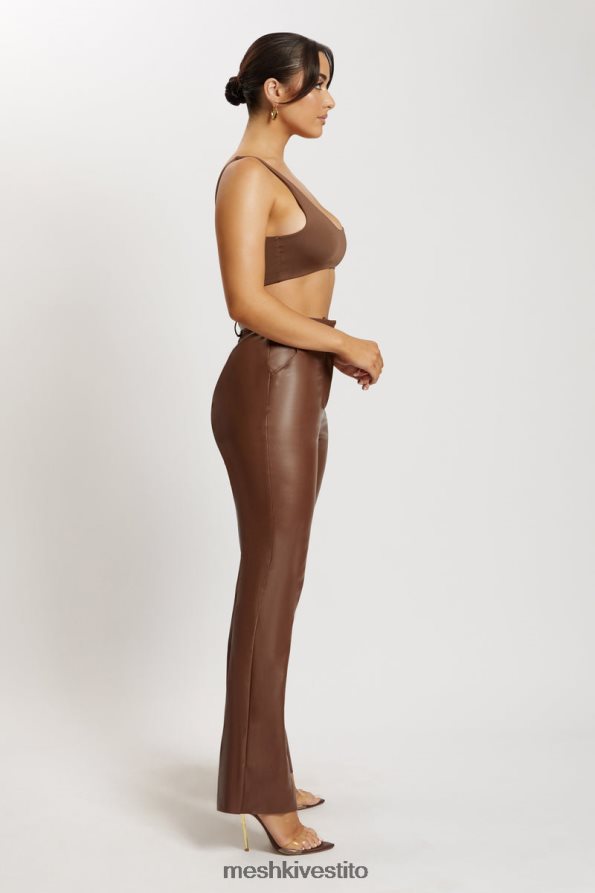 Meshki Top corto Jemma con scollo rotondo vestiario cioccolato 6L048P1150
