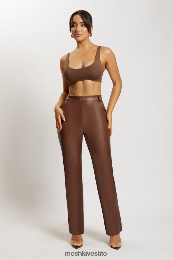 Meshki Top corto Jemma con scollo rotondo vestiario cioccolato 6L048P1150