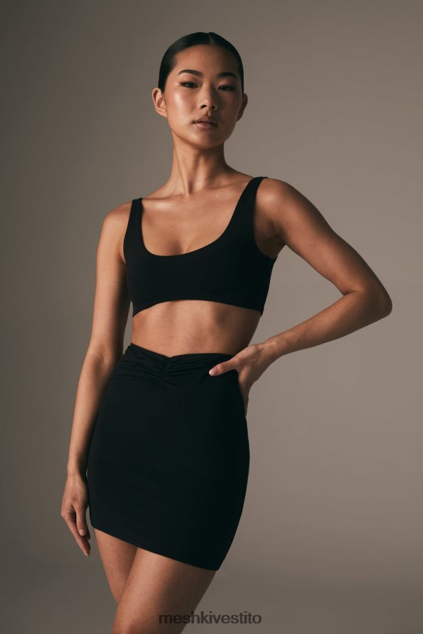 Meshki Top corto Jemma con scollo rotondo vestiario nero 6L048P919