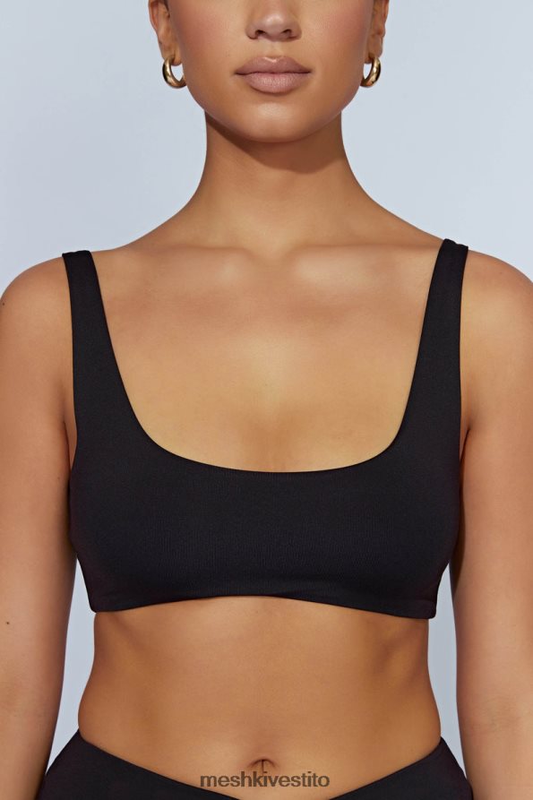 Meshki Top corto Jemma con scollo rotondo vestiario nero 6L048P919