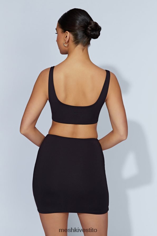 Meshki Top corto Jemma con scollo rotondo vestiario nero 6L048P919