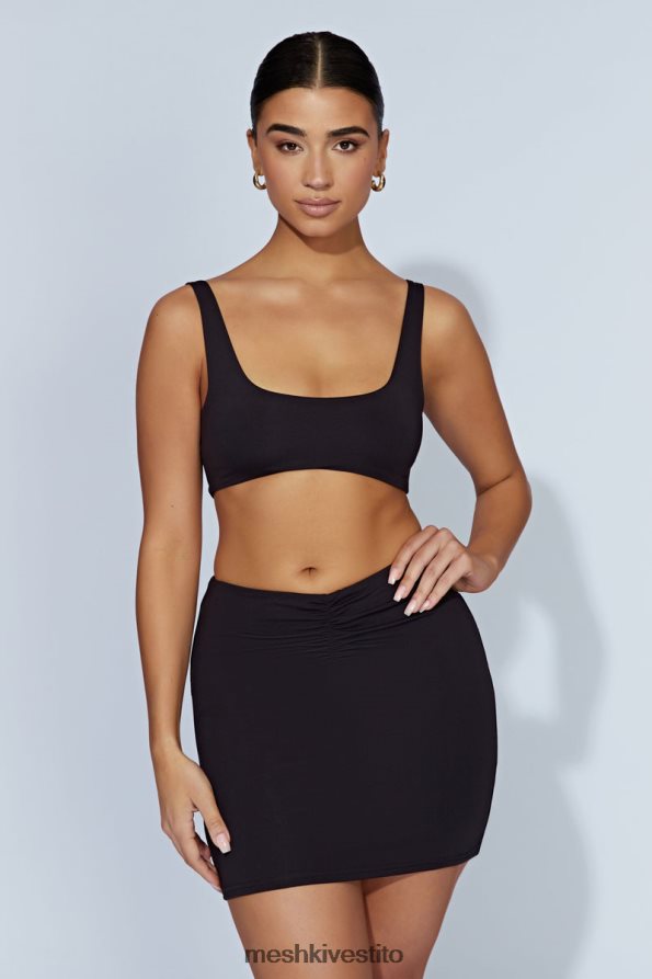 Meshki Top corto Jemma con scollo rotondo vestiario nero 6L048P919