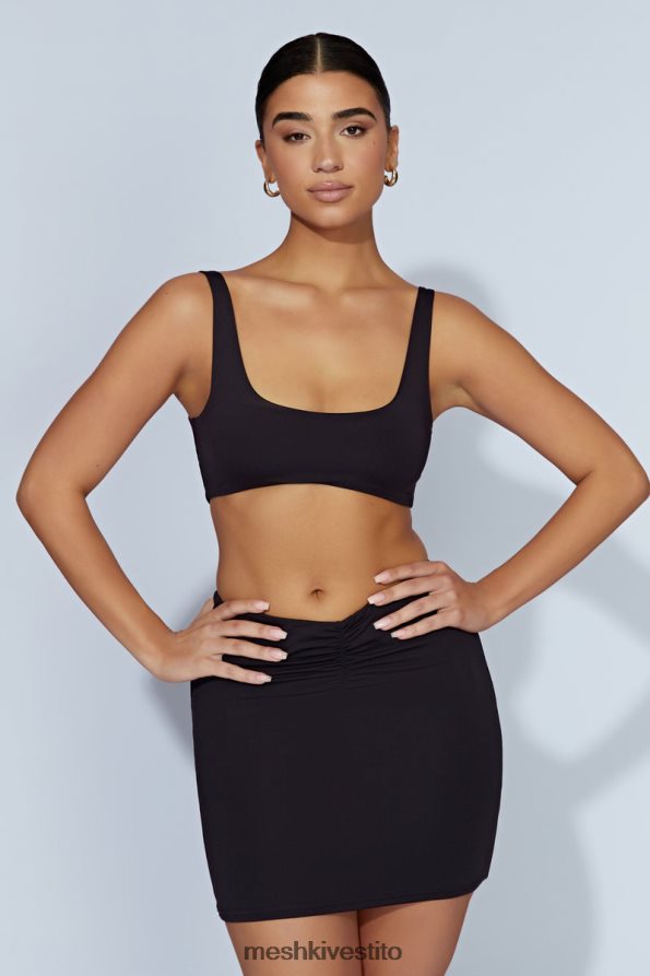 Meshki Top corto Jemma con scollo rotondo vestiario nero 6L048P919