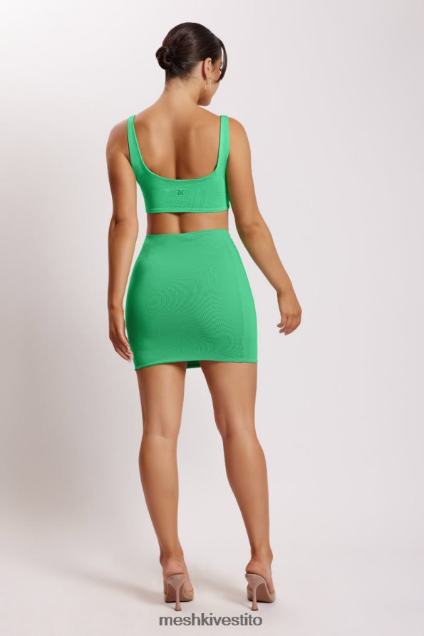 Meshki Top corto Jemma con scollo rotondo vestiario verde acceso 6L048P1162