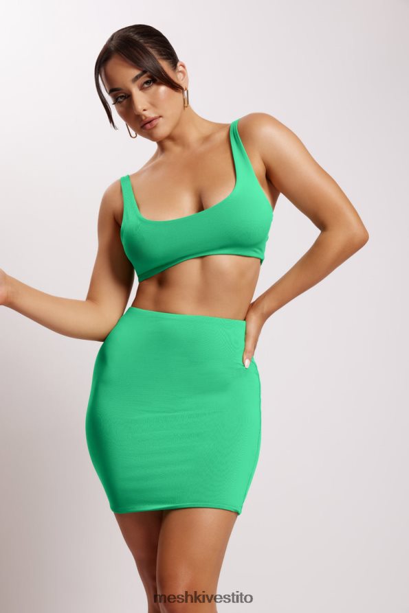 Meshki Top corto Jemma con scollo rotondo vestiario verde acceso 6L048P1162