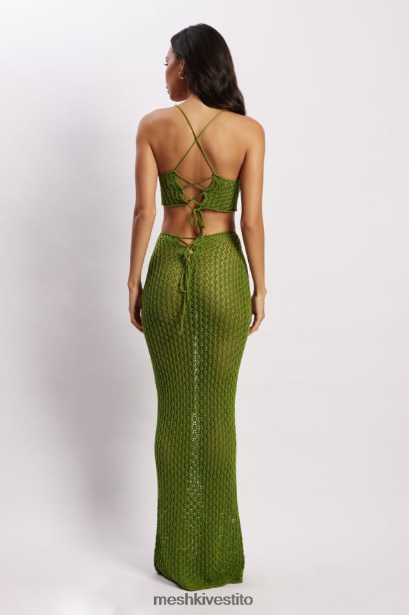 Meshki Top corto all\'uncinetto Rosella vestiario verde 6L048P1187