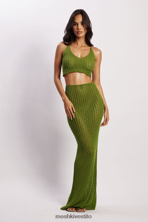Meshki Top corto all\'uncinetto Rosella vestiario verde 6L048P1187