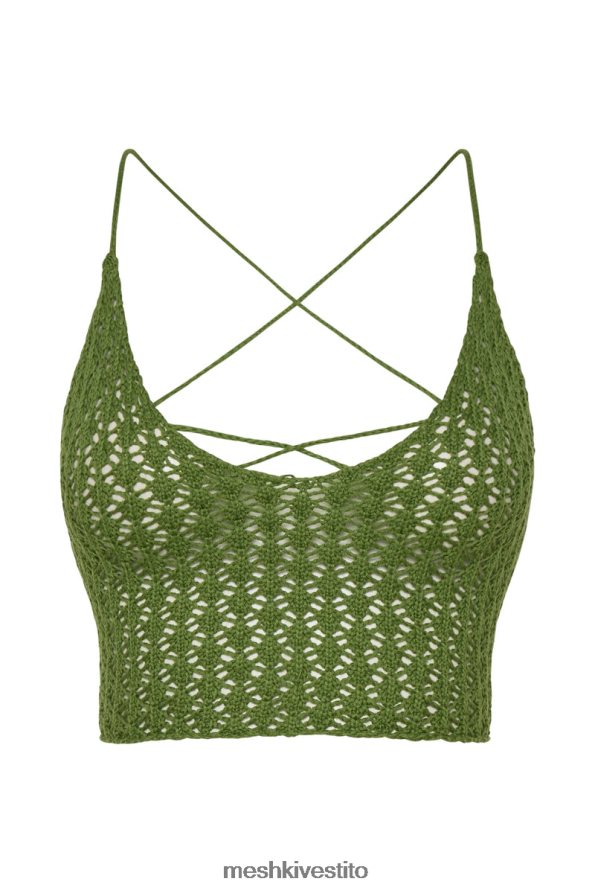 Meshki Top corto all\'uncinetto Rosella vestiario verde 6L048P1187