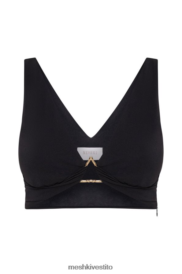 Meshki Top corto con hardware a triangolo jacqui vestiario nero 6L048P1136