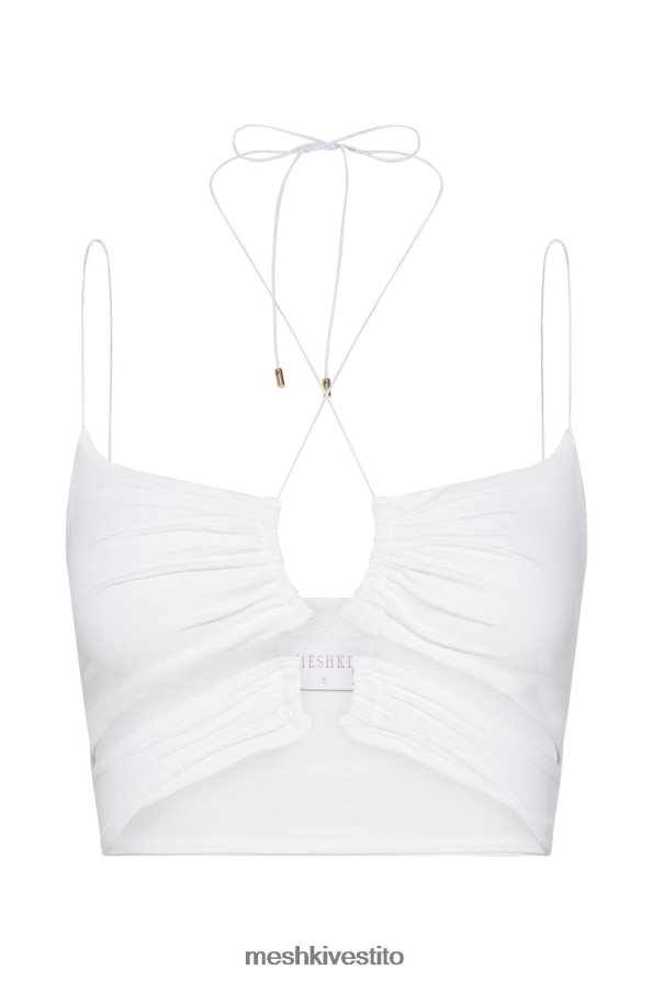 Meshki Top corto con ruches e taglio fenice vestiario bianco 6L048P1153