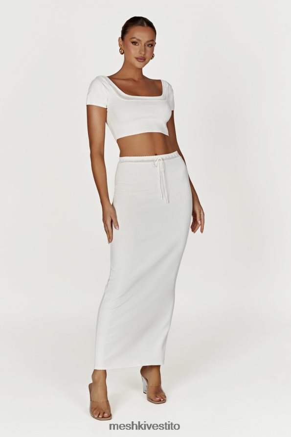 Meshki Top corto in maglia Penelope Pointelle vestiario bianco 6L048P904