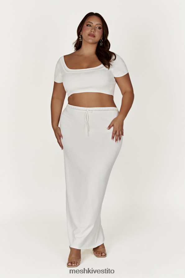 Meshki Top corto in maglia Penelope Pointelle vestiario bianco 6L048P904