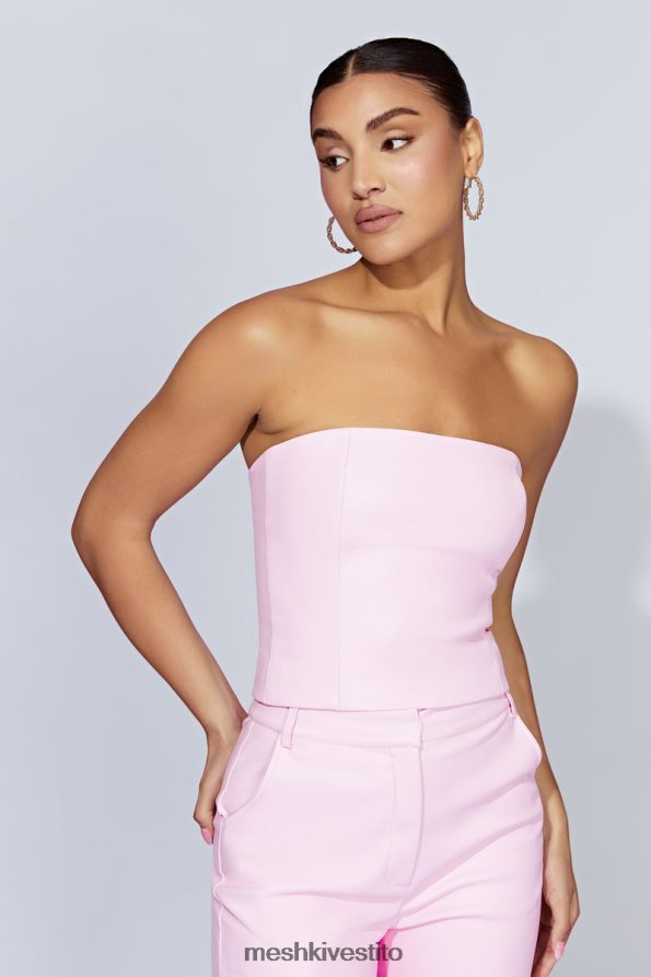 Meshki Top corto senza spalline in ecopelle Pamela vestiario rosa baby 6L048P1076