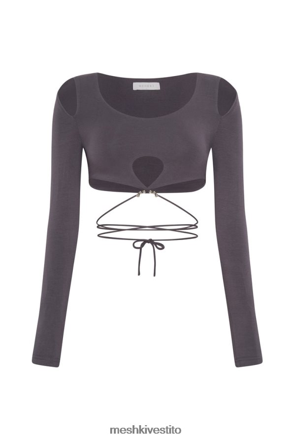 Meshki Top corto tagliato a maniche lunghe di Jessie vestiario carbone 6L048P1134