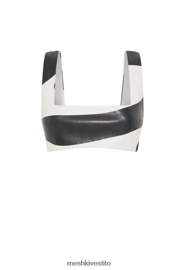 Meshki mahla raccolto in ecopelle con collo quadrato vestiario stampa a vortice 6L048P942