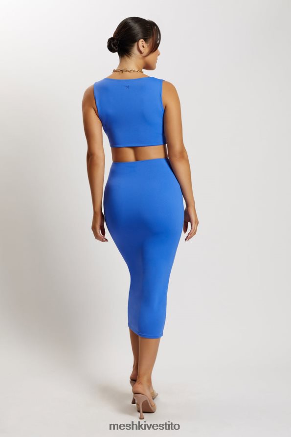 Meshki top corto Angela con torsione sul davanti vestiario blu cobalto 6L048P1176