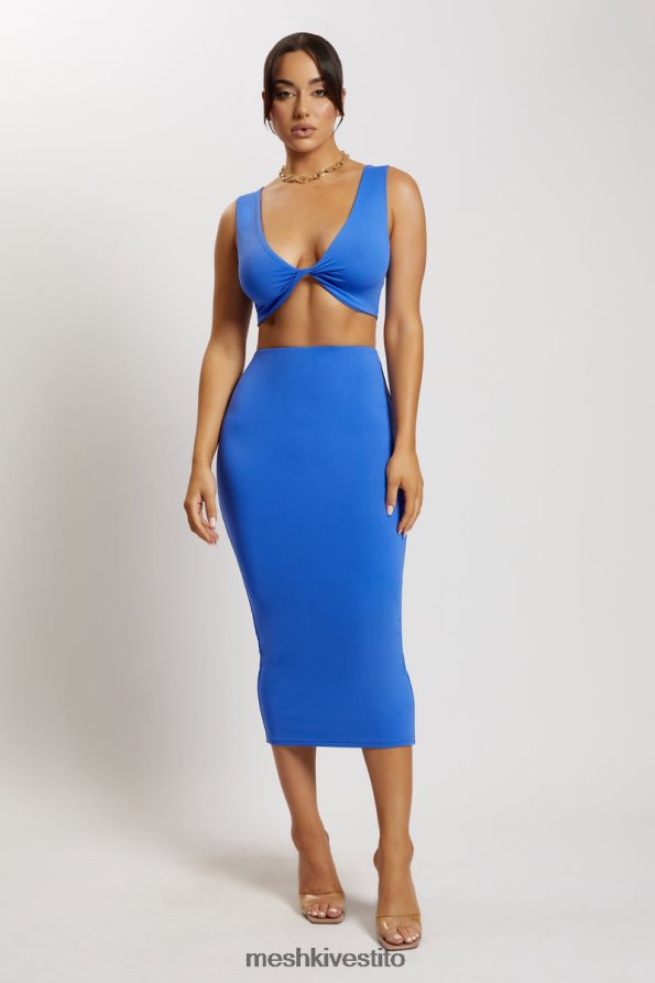 Meshki top corto Angela con torsione sul davanti vestiario blu cobalto 6L048P1176