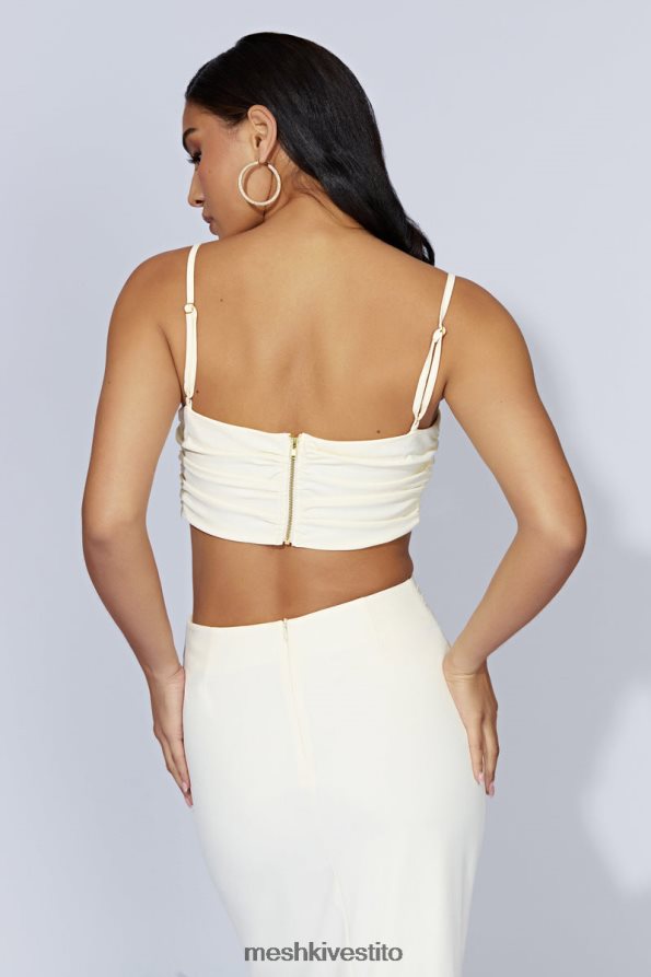 Meshki top corto Maryse V-hardware vestiario osso 6L048P1144
