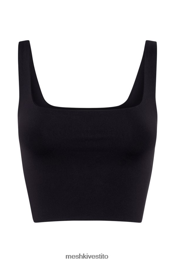 Meshki top corto Sara con scollo quadrato vestiario nero 6L048P1167