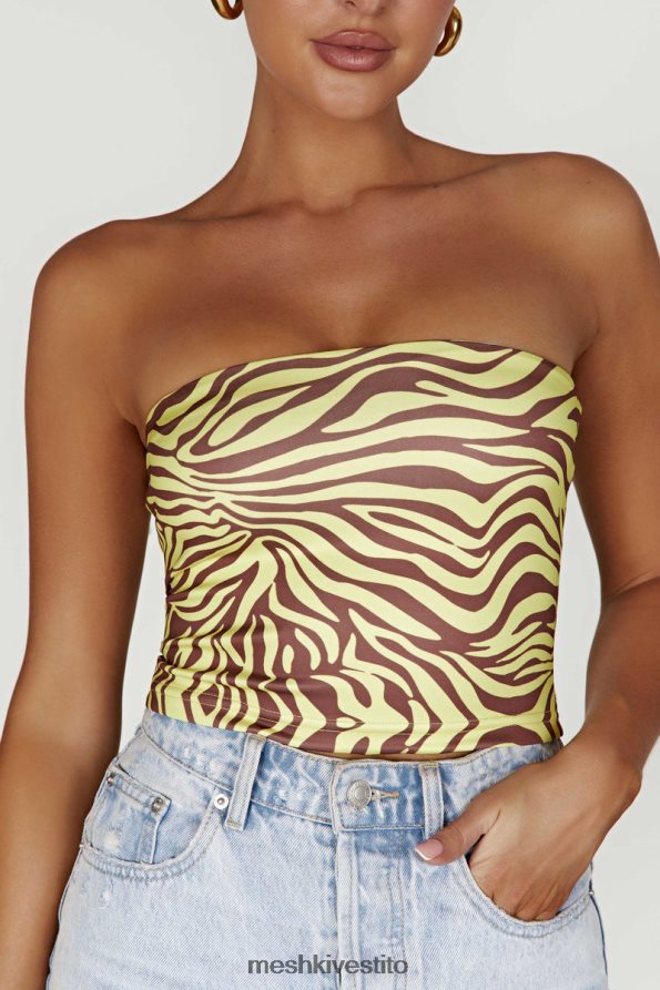 Meshki top corto a fascia dina vestiario stampa zebrata 6L048P980