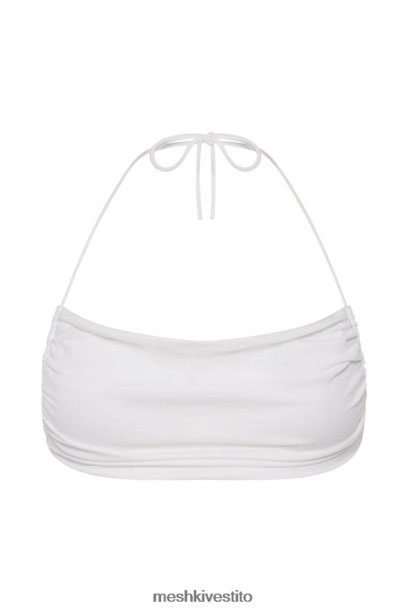 Meshki top corto allacciato con ruche color ambra vestiario bianco 6L048P992