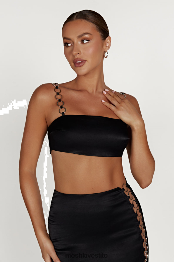 Meshki top corto con anello in pyper vestiario nero 6L048P1212