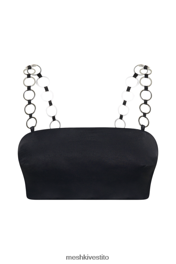 Meshki top corto con anello in pyper vestiario nero 6L048P1212