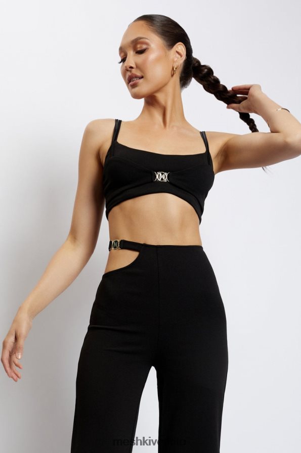Meshki top corto con doppia spallina blythe vestiario nero 6L048P1130
