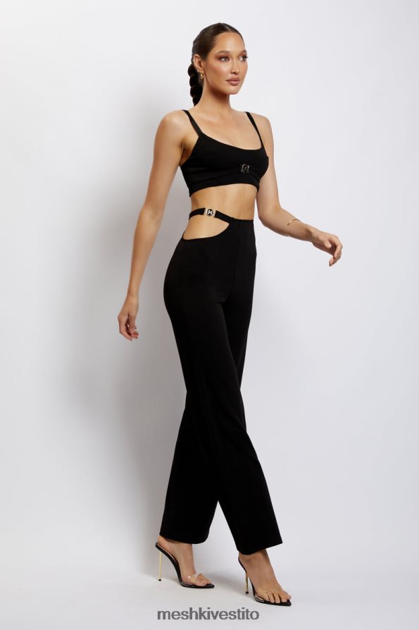Meshki top corto con doppia spallina blythe vestiario nero 6L048P1130