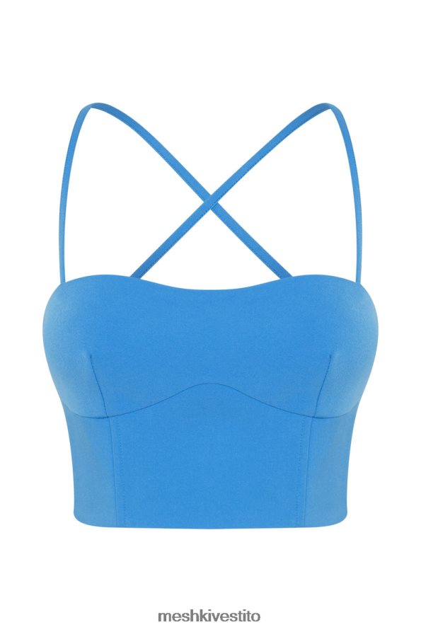 Meshki top corto con linea di cucitura Bahar vestiario azzurro 6L048P1040