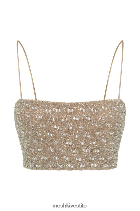 Meshki top corto decorato in Eva vestiario argento 6L048P894
