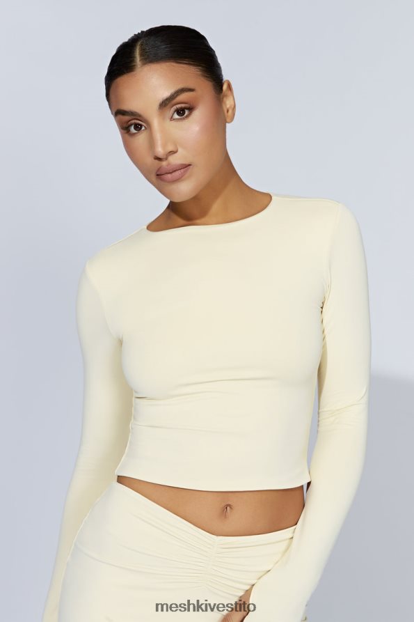 Meshki top corto estelle a maniche lunghe vestiario crema 6L048P1067
