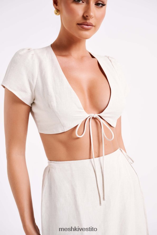 Meshki top corto in lino Fatima vestiario naturale 6L048P755