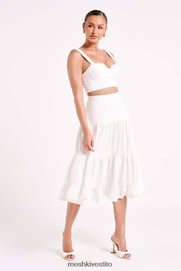 Meshki top corto in lino con coppe Hilaria vestiario bianco 6L048P757