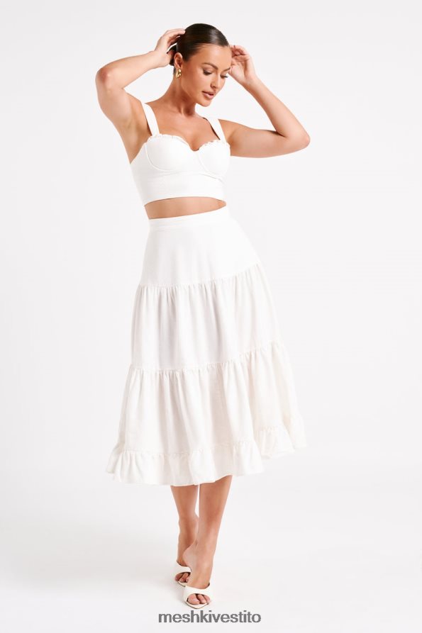 Meshki top corto in lino con coppe Hilaria vestiario bianco 6L048P757