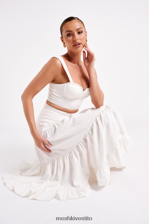 Meshki top corto in lino con coppe Hilaria vestiario bianco 6L048P757