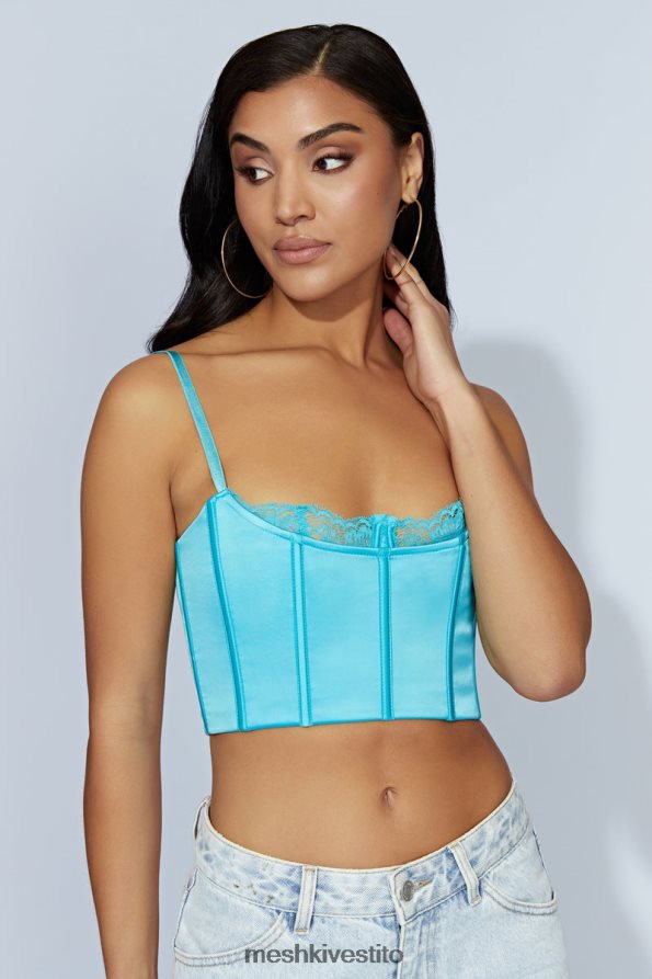 Meshki top corto in pizzo lago vestiario acquamarina 6L048P1048