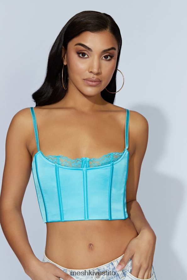 Meshki top corto in pizzo lago vestiario acquamarina 6L048P1048