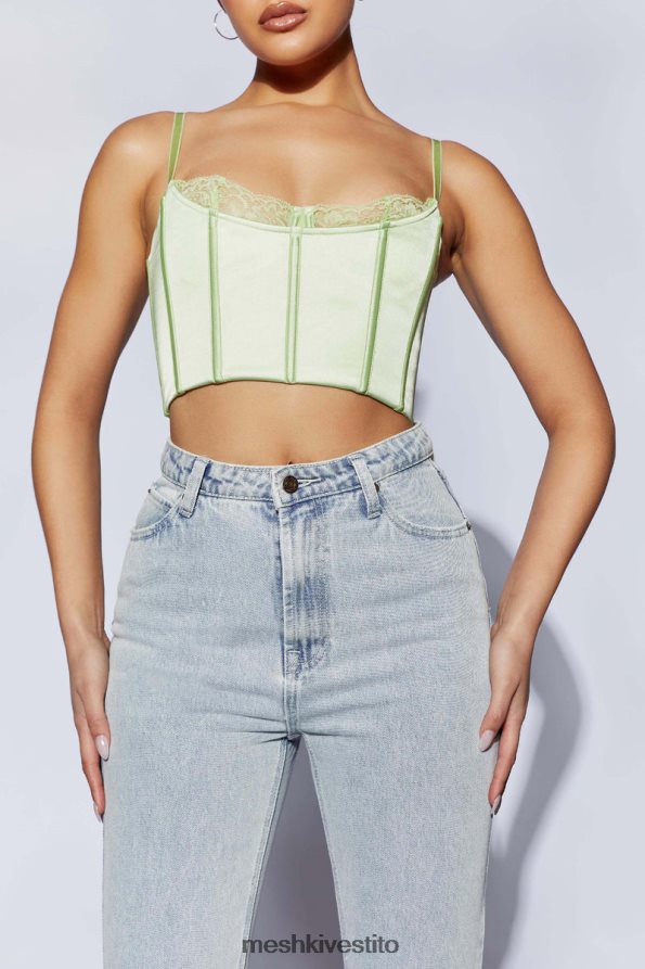 Meshki top corto in pizzo lago vestiario verde pistacchio 6L048P1092